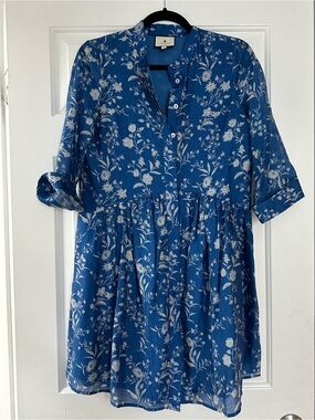 Tuckernuck Royal Dress Blue Floral Button-Front